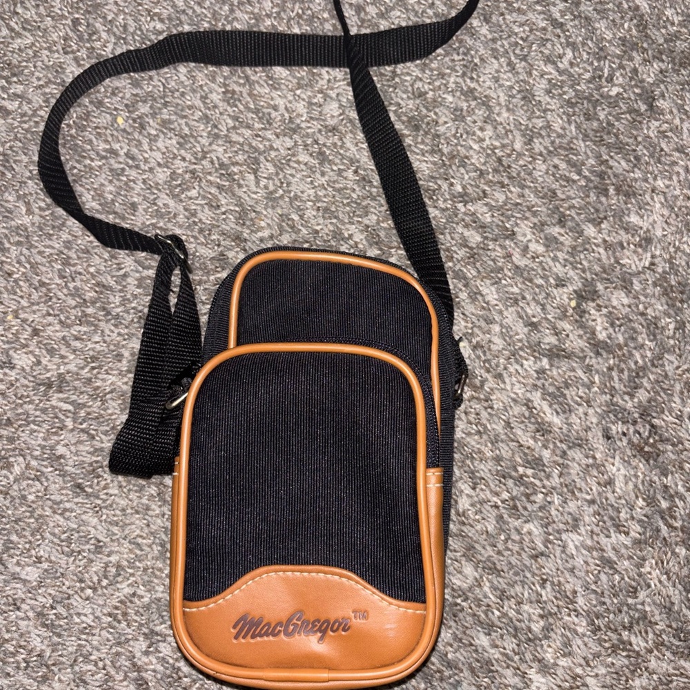 MacGregor Black and Brown Messenger Bag with Adjustable Strap Vintage